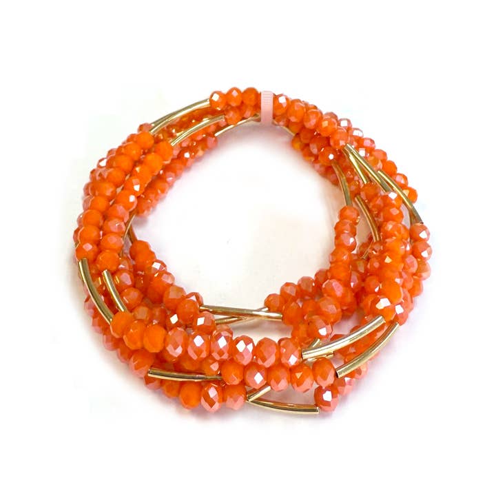 StarryNYC - Wholesale Beaded Bracelet - 5pcs Multi Line Glass Beaded Stackable Stretch Bracelets4