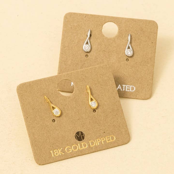 Anarchy Street - Wholesale Stud/Post Earrings - Gold Dipped Cz Stud Teardrop Earrings