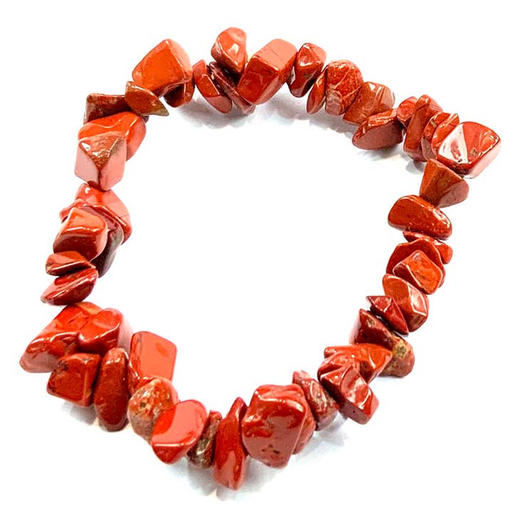 Red Jasper Gem Chip Bracelet for wholesale by Geofossils