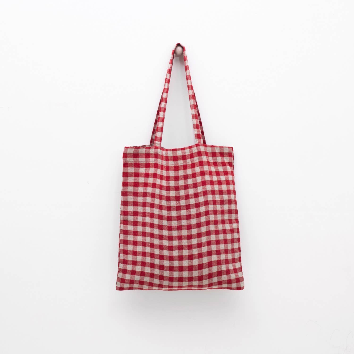 Linen Tales (We cover U.S. import duties) - Wholesale Tote Bag - Unisex - Red Gingham Linen Tote Bag0