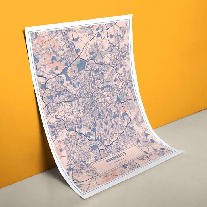 Plan de la ville de Manchester Affiche pour la vente par reetro