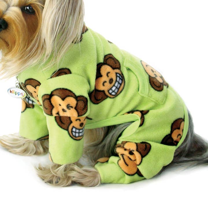 Silly Monkey Fleece Turtleneck Pajamas - Lime for wholesale by Klippo Pet