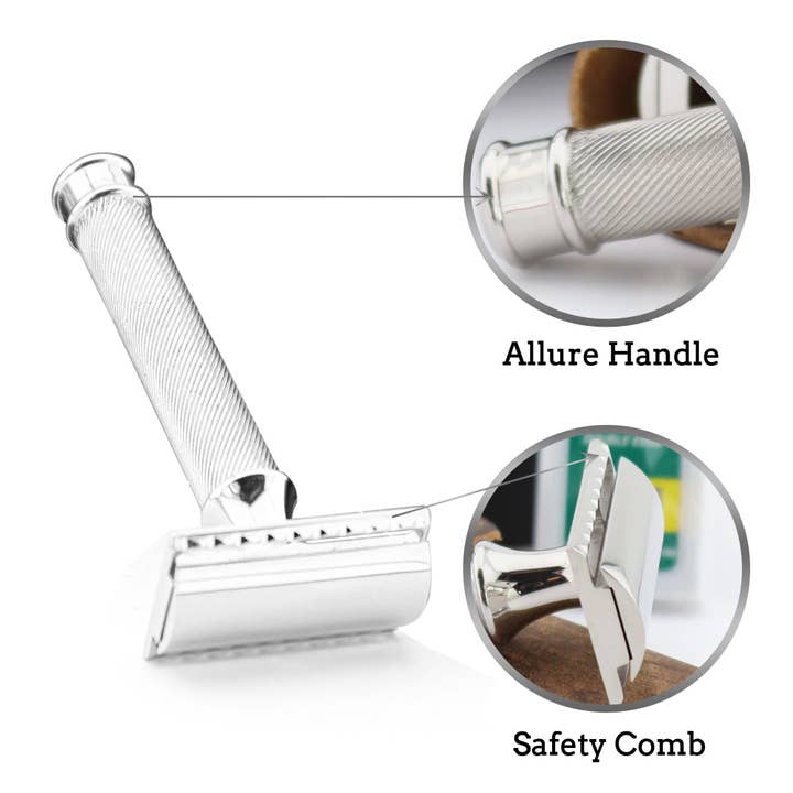 Jag Shaving - Wholesale Scheermes - Premium veiligheidsscheermes met dubbele rand - leren etui1