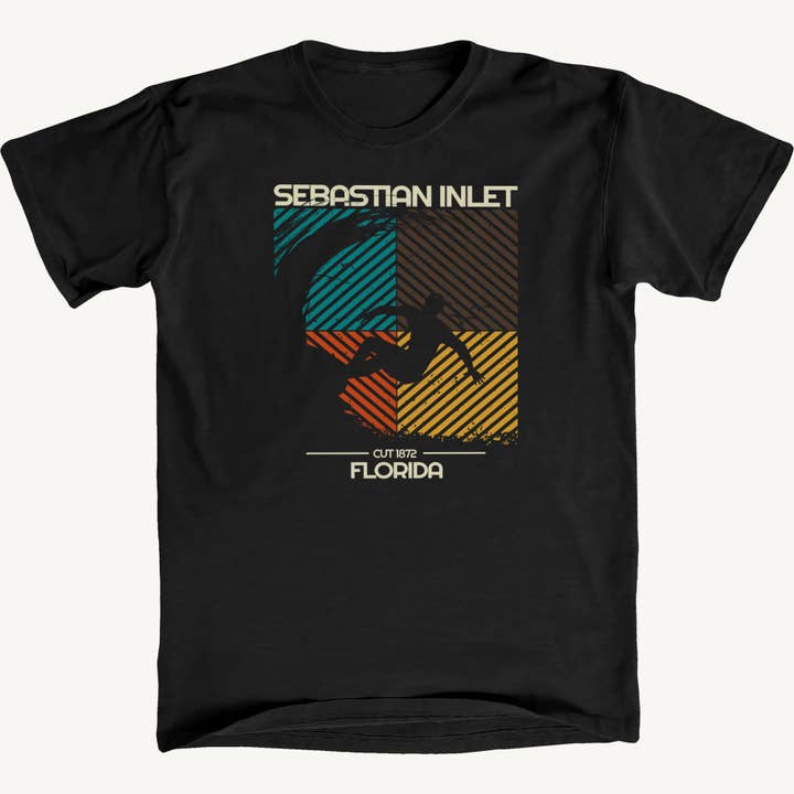 Sebastian Inlet Geometric Surf Premium Tee for wholesale by Salt Water Colours