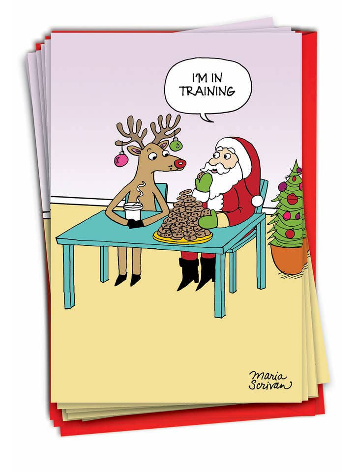 Doos met 12 kerstkaarten - Cookie Training voor wholesale door NobleWorks