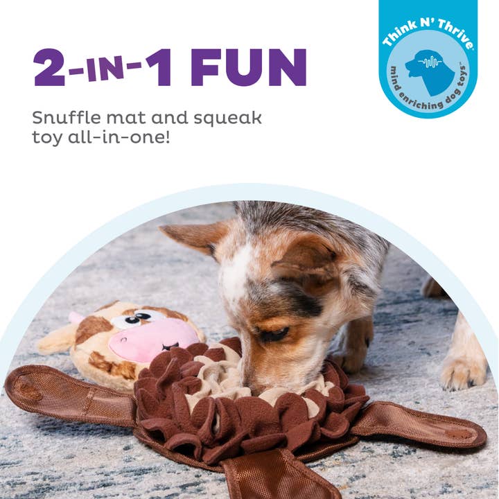Pet Palette Distribution - Wholesale Pet Plush Toy - Dog - Nina Ottosson Snuffle Palz Cow TNT Brown Large