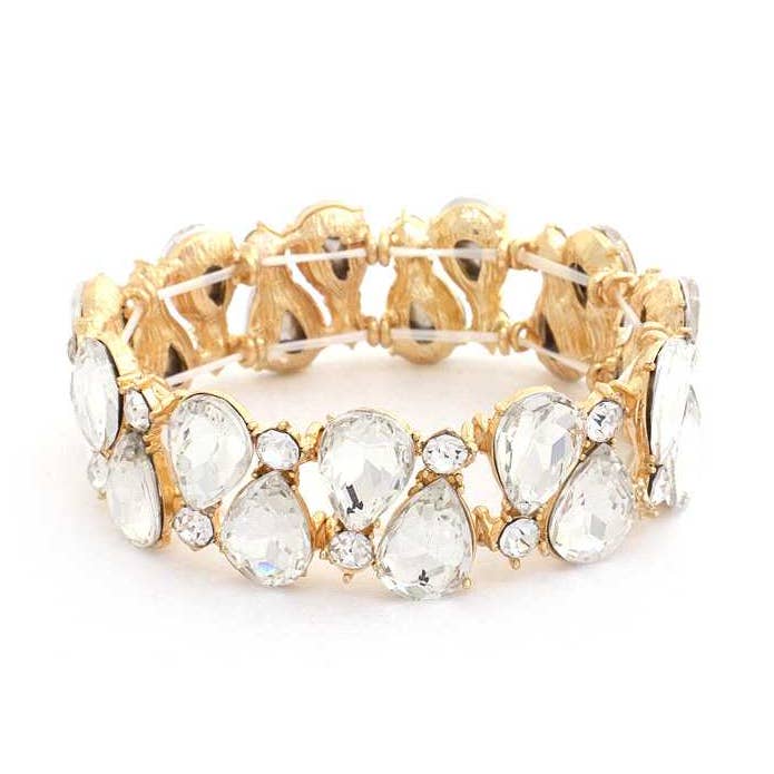 CC Wholesale Clothing - Wholesale Bangle Bracelet - Teardrop Rhinestone Stretch Bracelet0