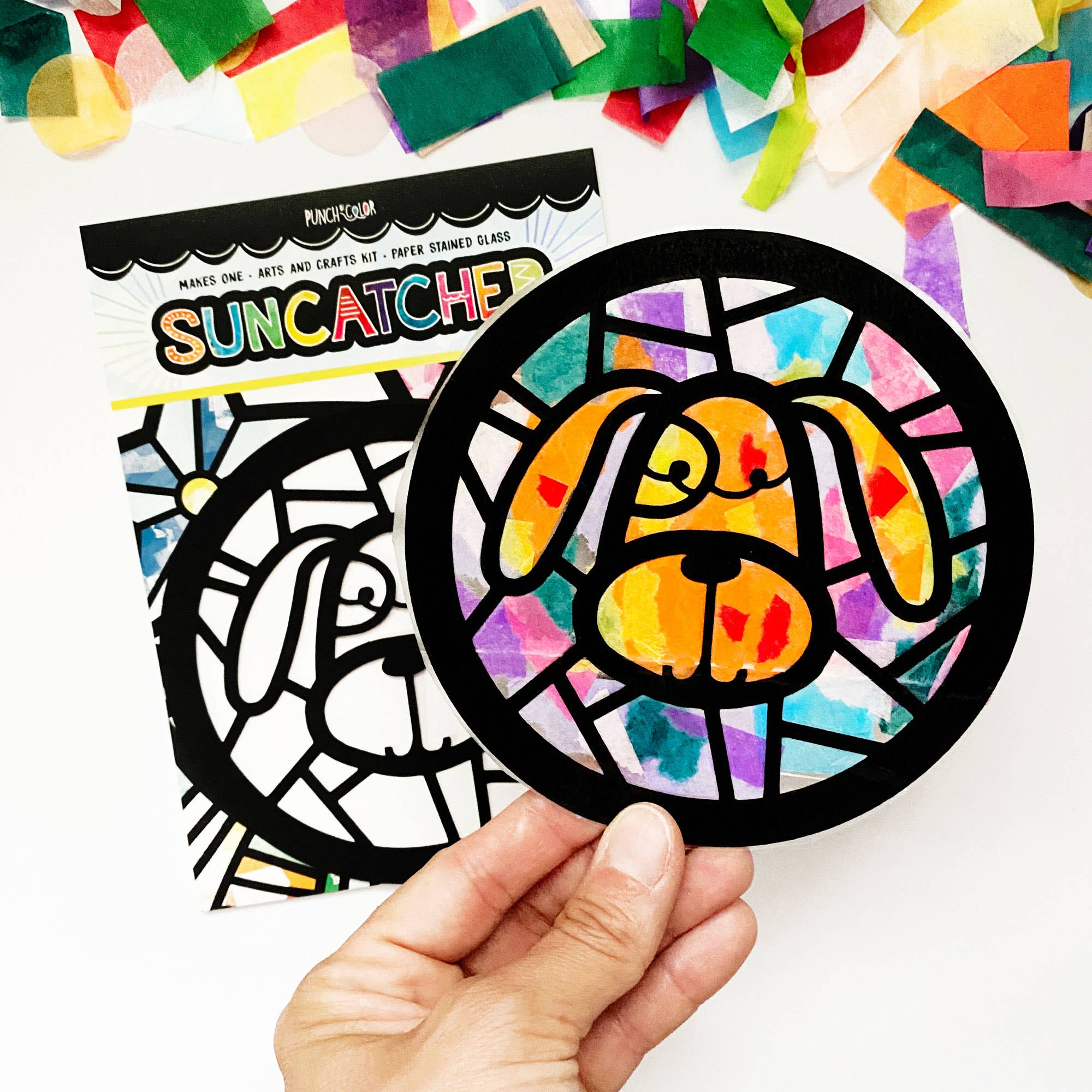 Punch of Color - Wholesale DIY Craft Kit - Kids - Puppy Dog Suncatcher Kit