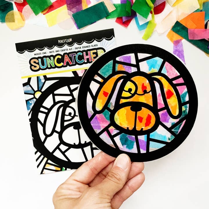 Punch of Color - Wholesale DIY Craft Kit - Kids - Puppy Dog Suncatcher Kit0