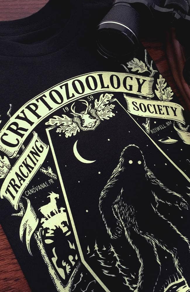 Maiden Voyage Co. - Wholesale Screen Printed T-Shirt - Unisex - Cryptozoology Tracking Society Unisex Tee - Glow in the Dark2