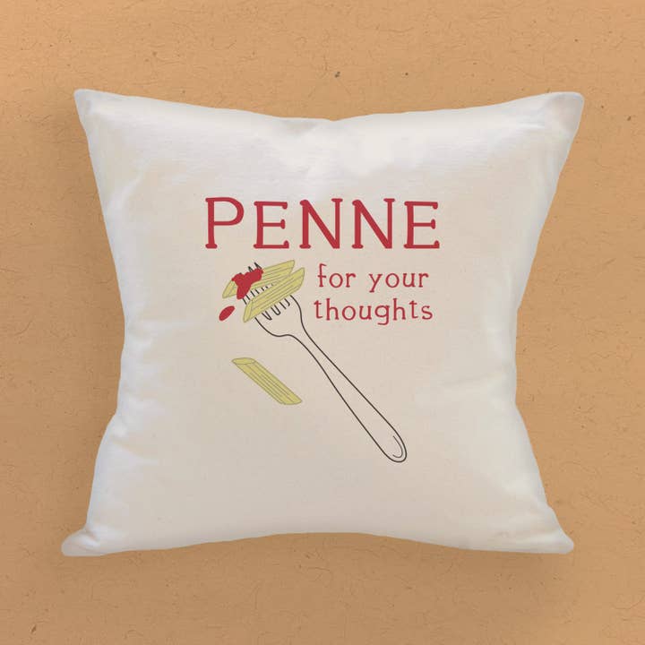 Penne pour vos pensées - Coussin carré en toile pour la vente par Boheme Bliss