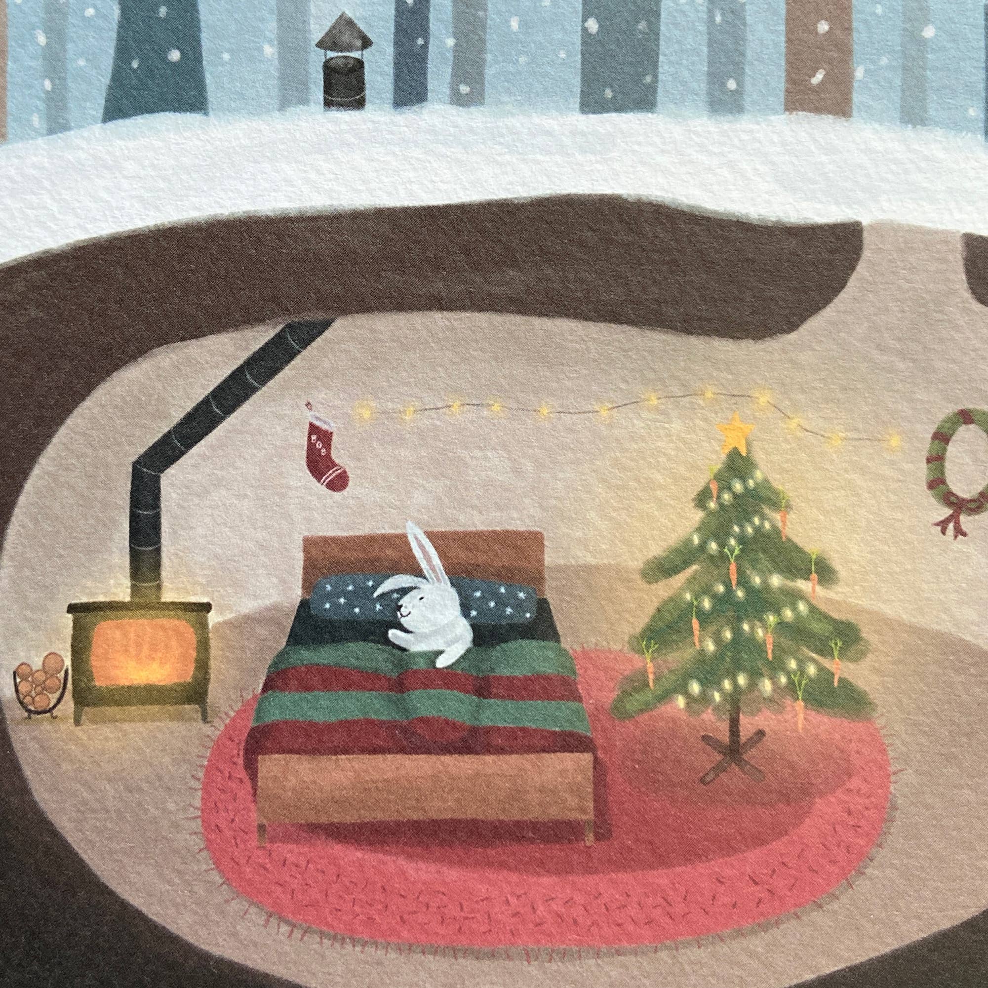 Woken - Wholesale Christmas Card - Cozy Christmas Rabbit Greeting Card1