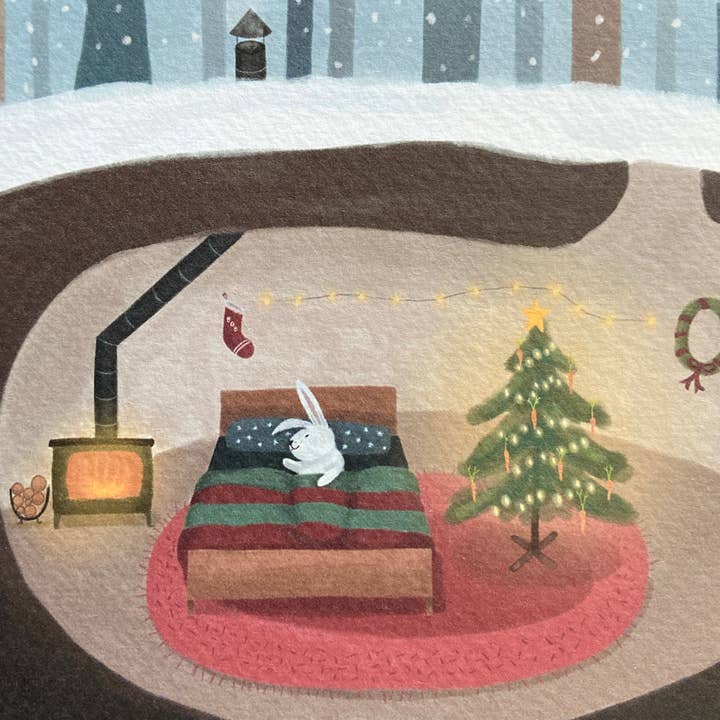 Woken - Wholesale Christmas Card - Cozy Christmas Rabbit Greeting Card1