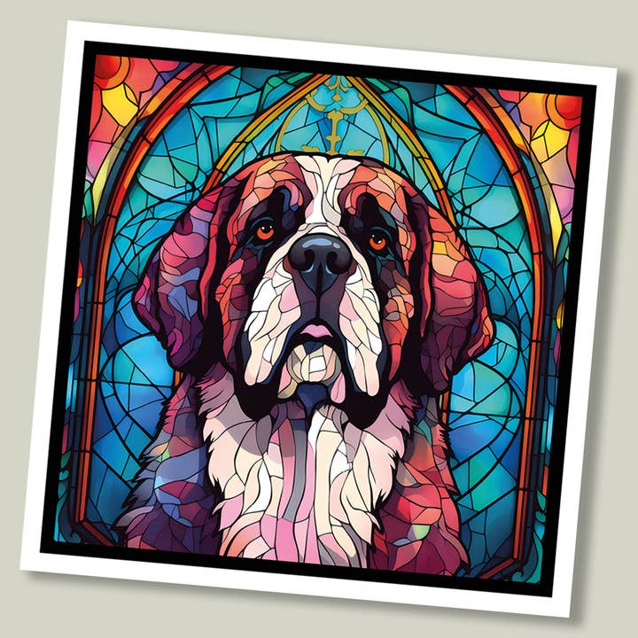 Tarjeta de felicitación para perros «Stained Glass», San Bernardo para venta al por mayor de Footle Publishing