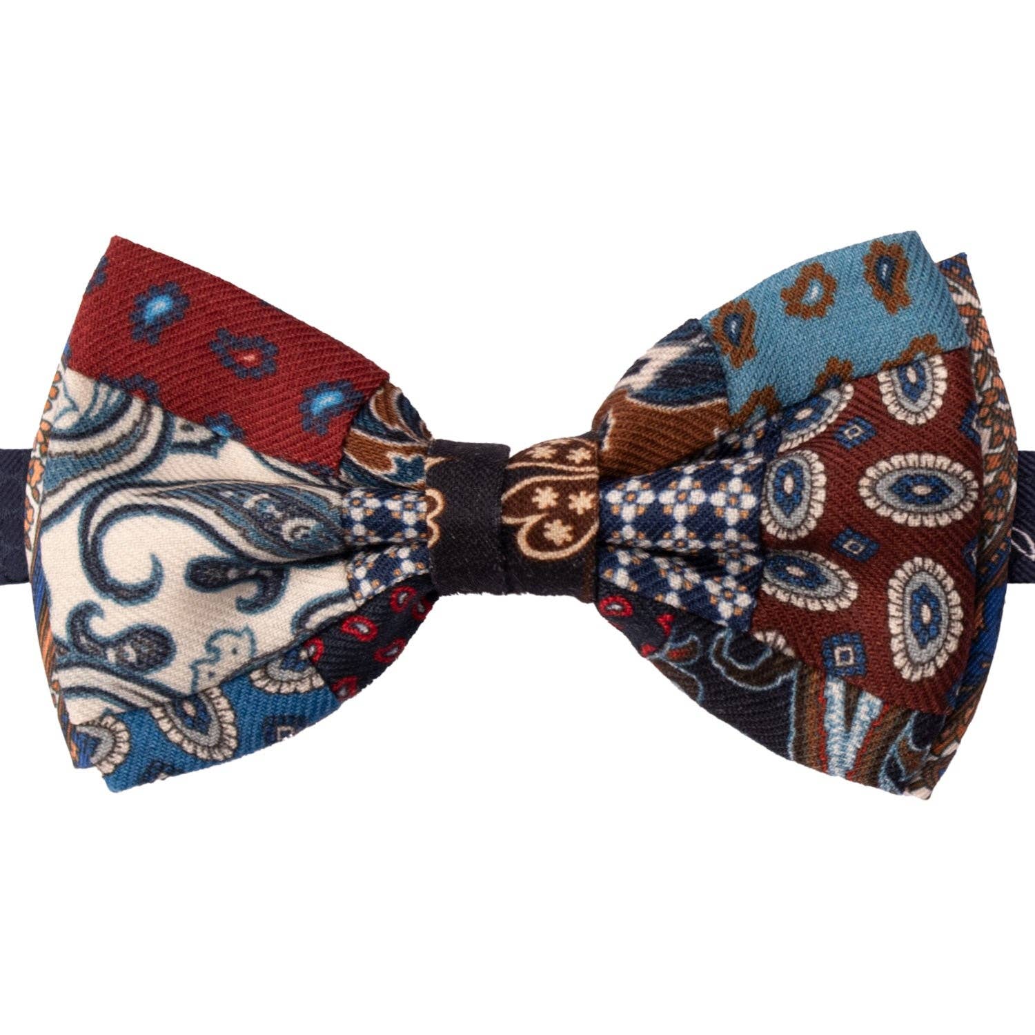 Graffeo Cravatte - Venta al por mayor Pajarita - Hombre - Pajarita Anudada Vintage Patchwork de Lana Fantasía Multicolor PATCH11280