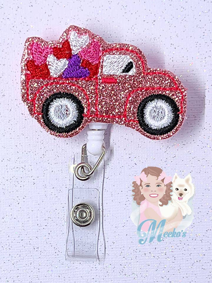 Valentine's Day Nurse & Teacher Badge Reel with Truck for wholesale by Meeko’s Must Haves