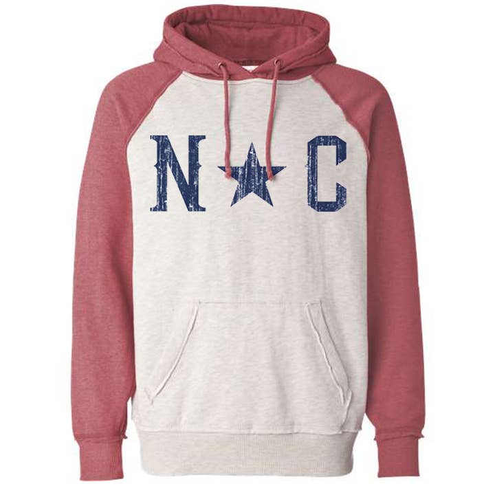 North Carolina Star Hippy Hoodie, Red for wholesale by S.L. Revival Co.