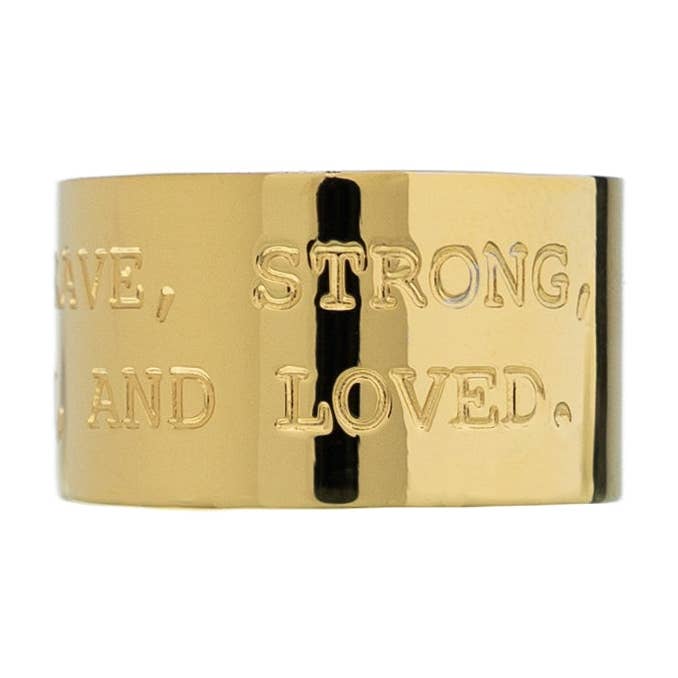 Waterproof Gold Brave, Strong, Worthy Statement Ring Band for wholesale by Brenda Grands Jewelry