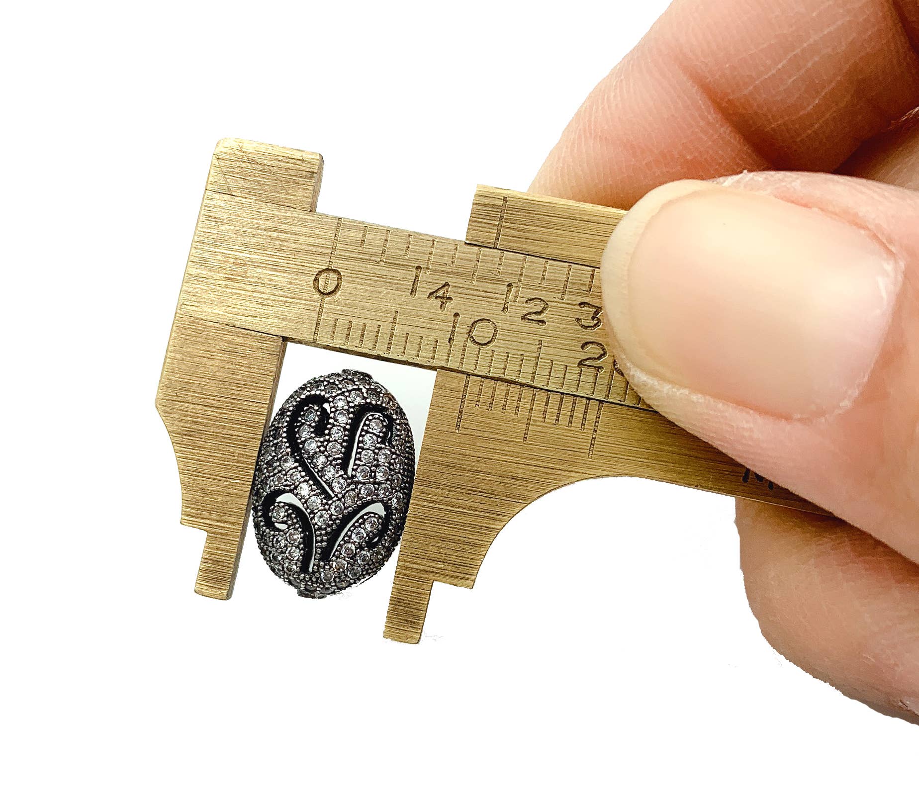 findings4uGem – wholesale Individual charm/pendant – Antique Oval Shaped Beads CZ Micro Pave DIY Jewelry, BD0322