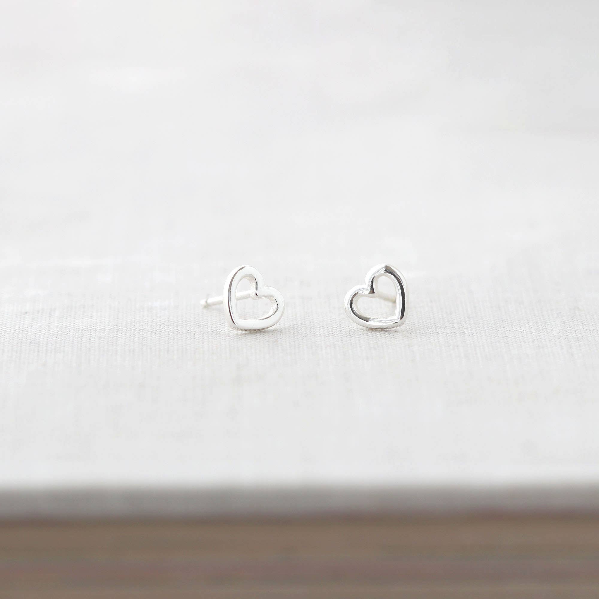 Kris Nations - Wholesale Stud/Post Earrings - Heart Outline Stud Earrings 18K Gold Vermeil | Sterling Silver Nickel Free Hypoallergenic Ships from CA7