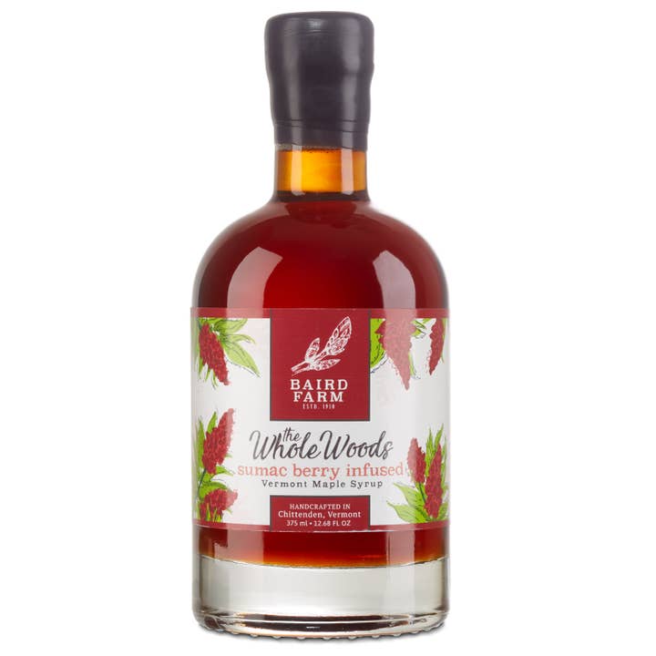 375ml Sumac Infused Maple Syrup for wholesale by Baird Farm Maple Syrup