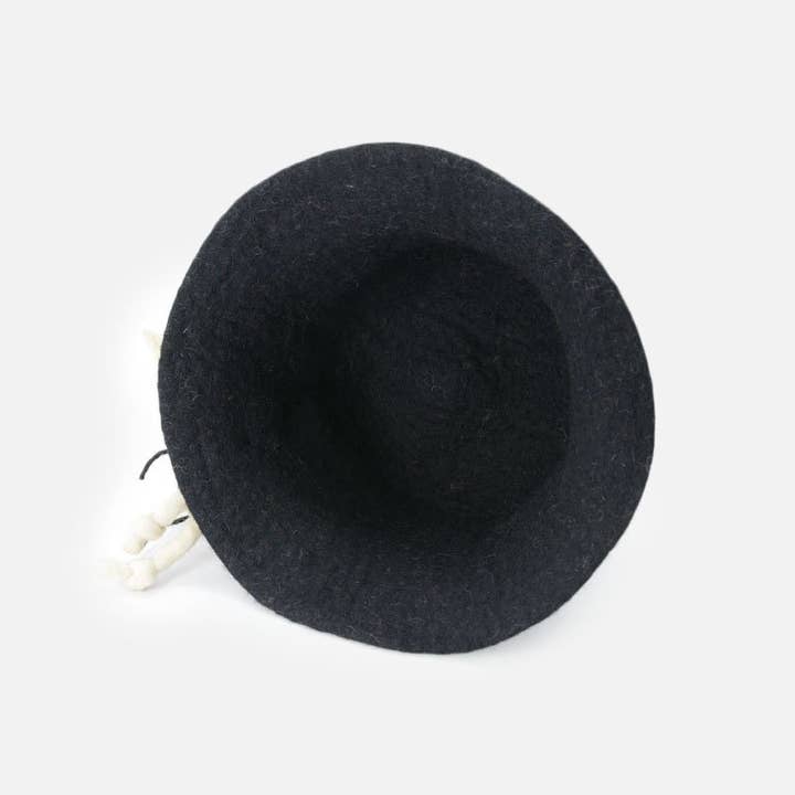 Woollyfelt - Wholesale Cloche Hat - Women's - Black Hat With Floral Design3