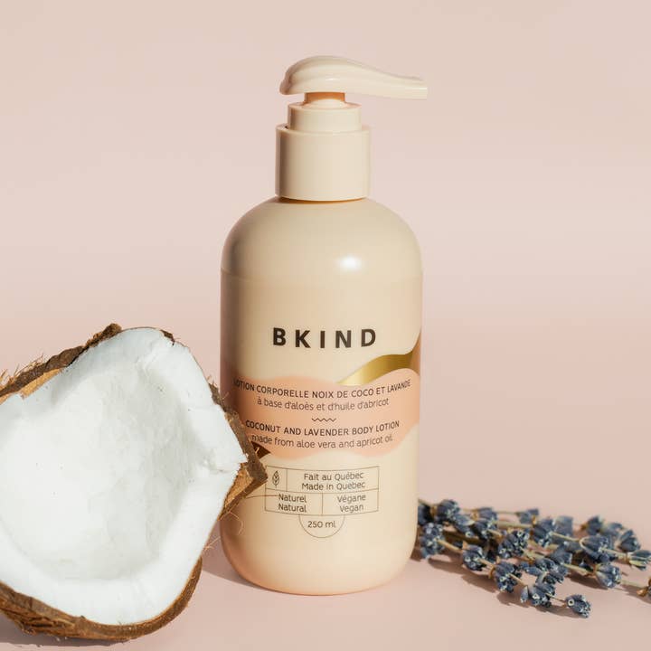 Lotion hydratante pour le corps - Noix de coco et lavande pour la vente par BKIND