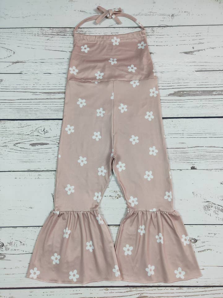 Combinaison fille kaki à fleurs avec franges pour la vente par sassy kids palace