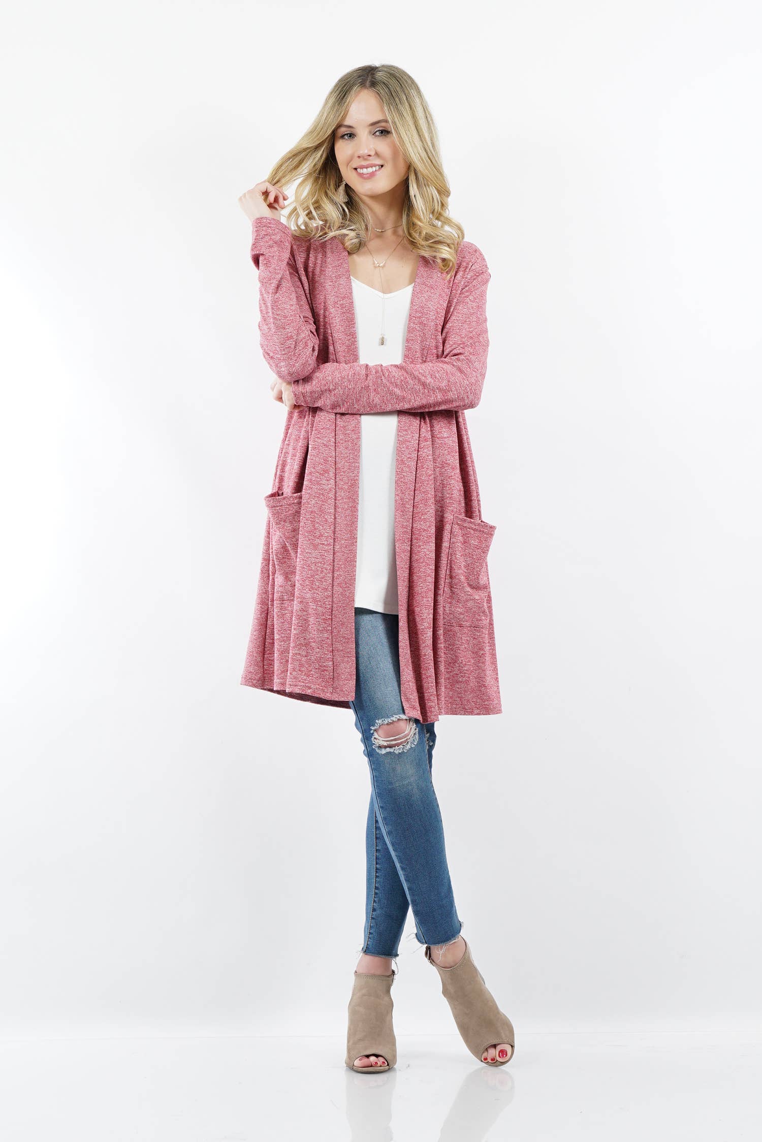 42POPS - Wholesale Cardigan - Women's - ",,...._ Open cardigan w/ slouchy pockets9