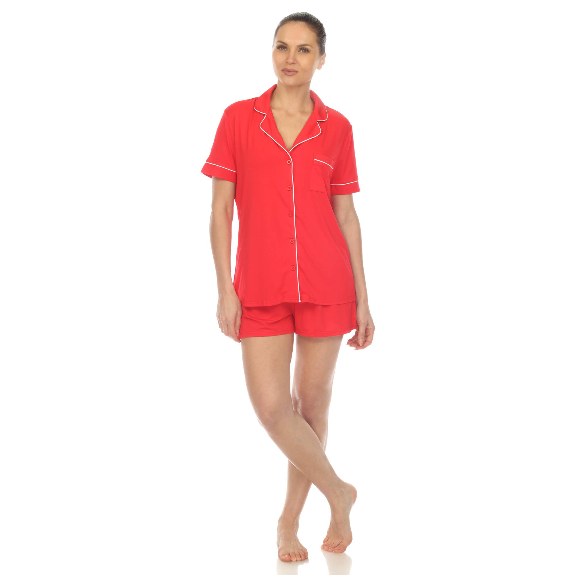 WHITE MARK - Vente Haut et bas de pyjama – femme - Ensemble de pyjama femme manches courtes en bambou8