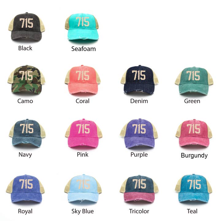 715 Area Code Trucker Hats for wholesale by Cotton Mule