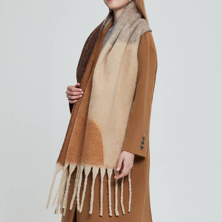 Dipped Shop – Großhandel Schal – Damen – Unregelmäßiger Druck Quasten Vintage Schal DPKS120316