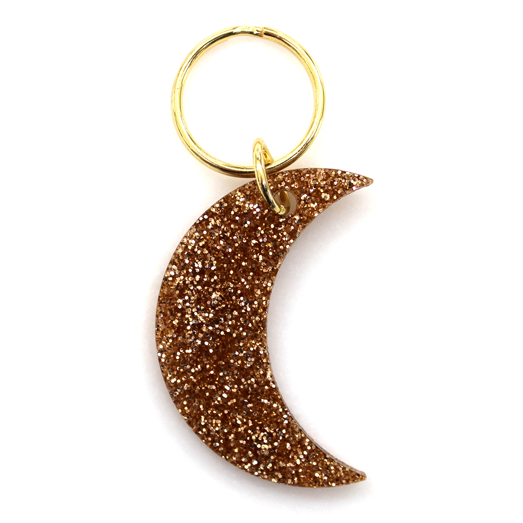 Lucky Feather - Wholesale Keychain - Women's - Glitter Keychain - Shape - MOON1