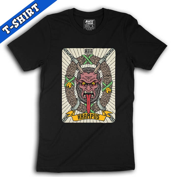 Monsters and Martians LLC - Wholesale T-Shirt (Graphic) - Unisex - Krampus Tarot Card Demon Shirt Merry Krampus Devil Tee