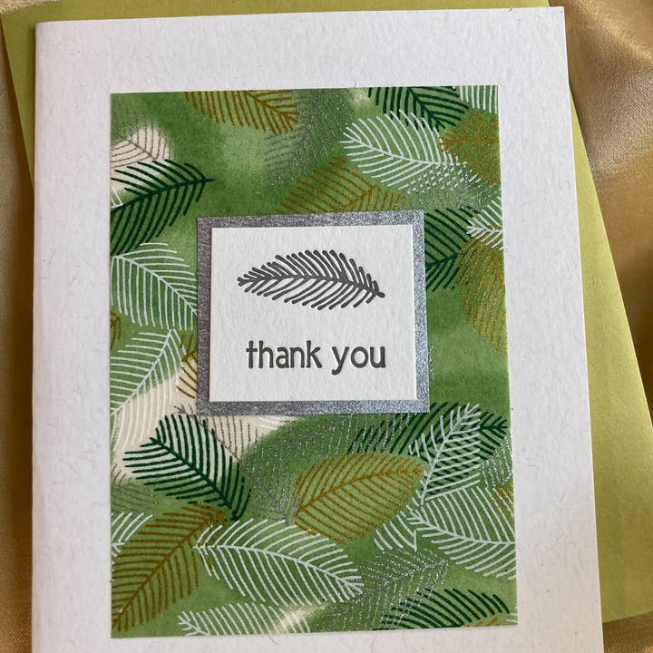 Leafy Thank You card for wholesale by Deep Ink Letterpress