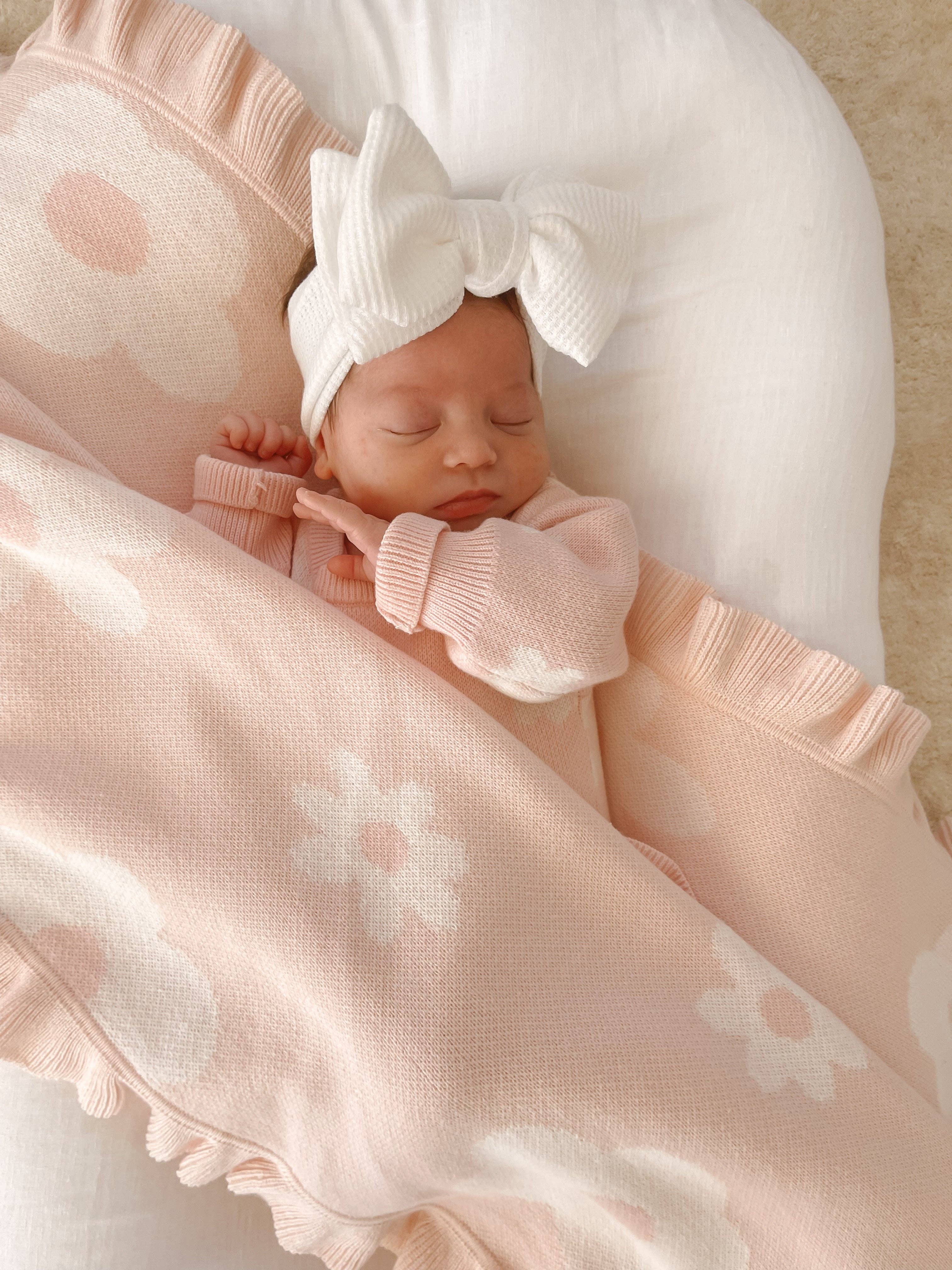 Petite + Co - Wholesale Security/cuddle blanket – Baby - FLORA FRILL BLANKET | PINK0