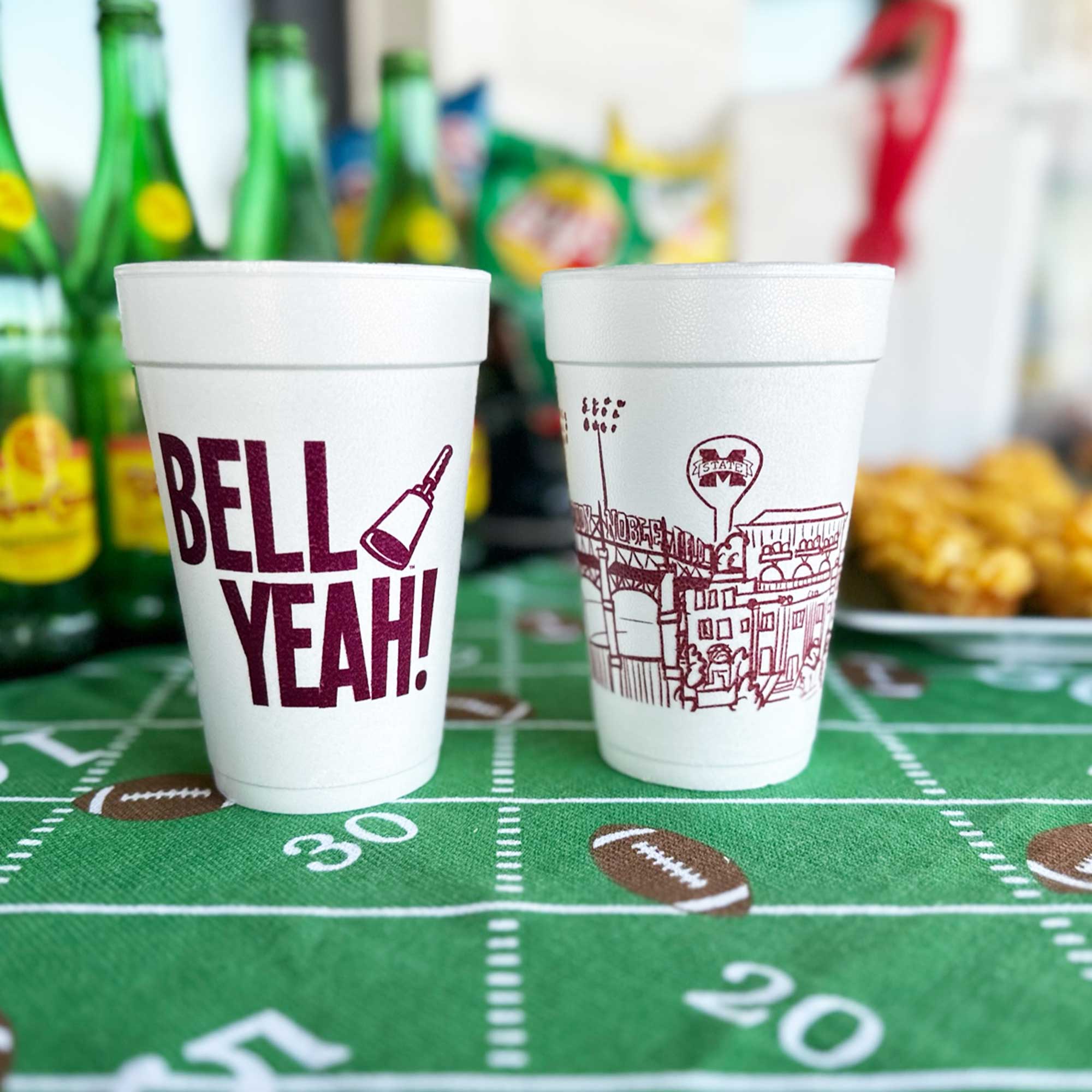 Two Funny Girls - Wholesale Disposable Cup - Foam Cup 10 Pack {Mississippi State Skyline - Starkville}3