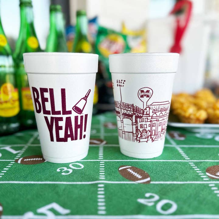 Two Funny Girls - Wholesale Disposable Cup - Foam Cup 10 Pack {Mississippi State Skyline - Starkville}3