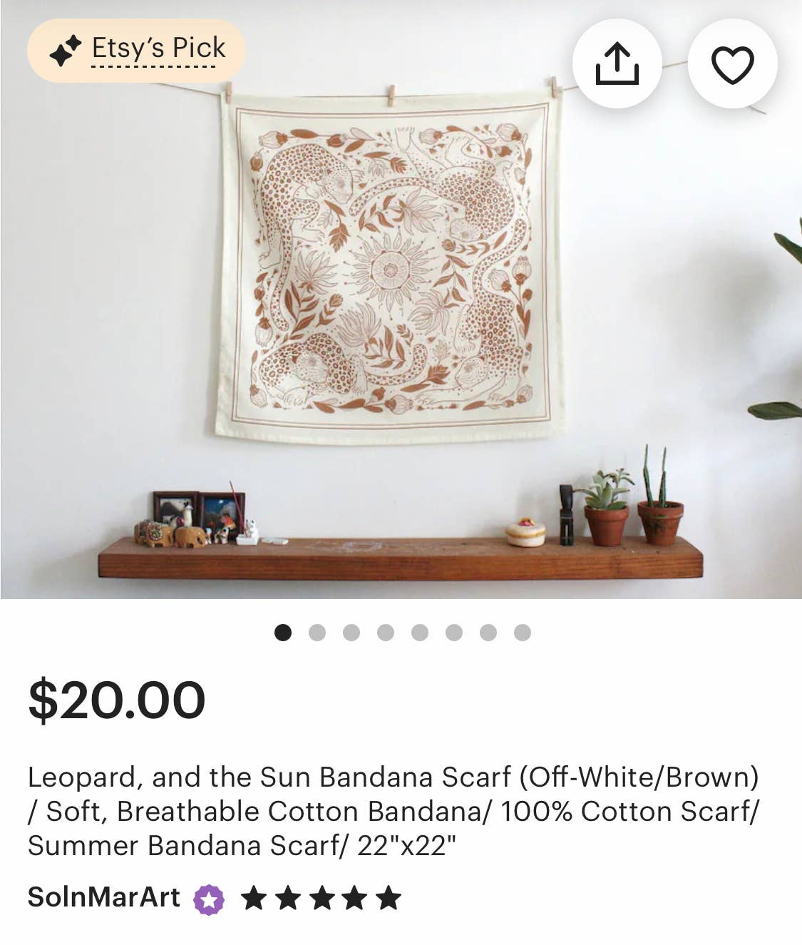 sol&mar art co. - Wholesale Bandana - Unisex - Leopard, and the Sun Bandana Scarf (Off-White/ Redesigned)11