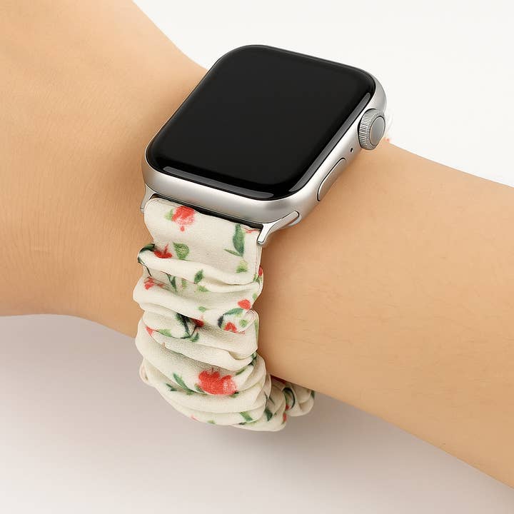 Scrunchie Elastic Watch Strap - Floral Red for wholesale by Betty James