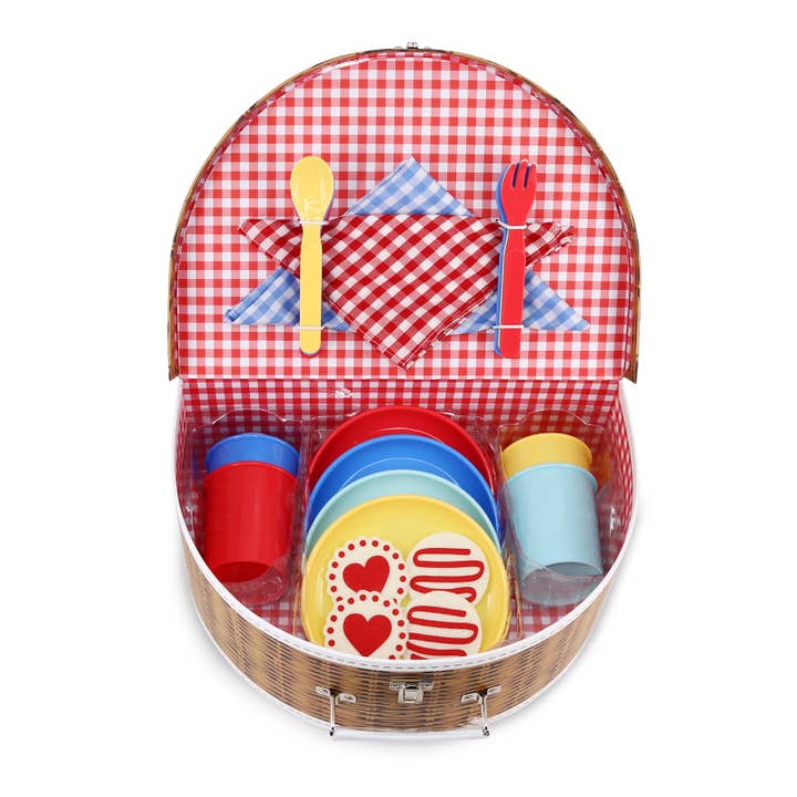 Bright Stripes - Wholesale Picnic Basket - Deluxe Picnic Set 25 Pieces in Carry Case-Primary2