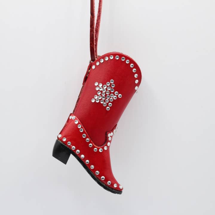 Sunflower Handmade leather inc - Wholesale Ornament - leather cowboy boots with sparkling rhinestones ornaments