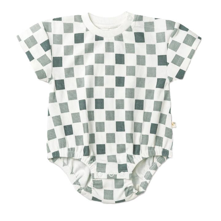 Barboteuse à manches courtes à carreaux pour la vente par Hunnies