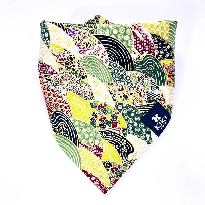 Japanese Traditional Pattern 2 Green Dog Bandana Cat Bandana for wholesale by KIKI Japan