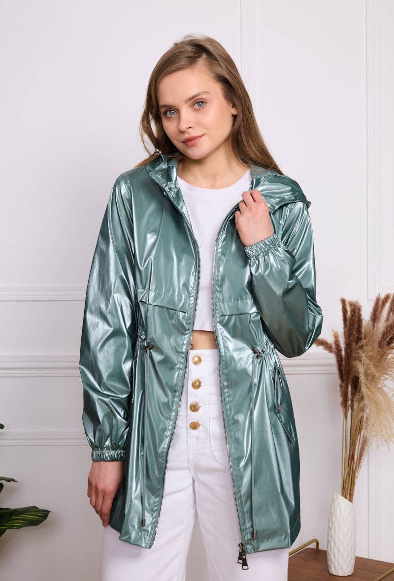 SOFTY - Wholesale Raincoat - Women's - Iridescent effect drawstring waterproof jacket S560314