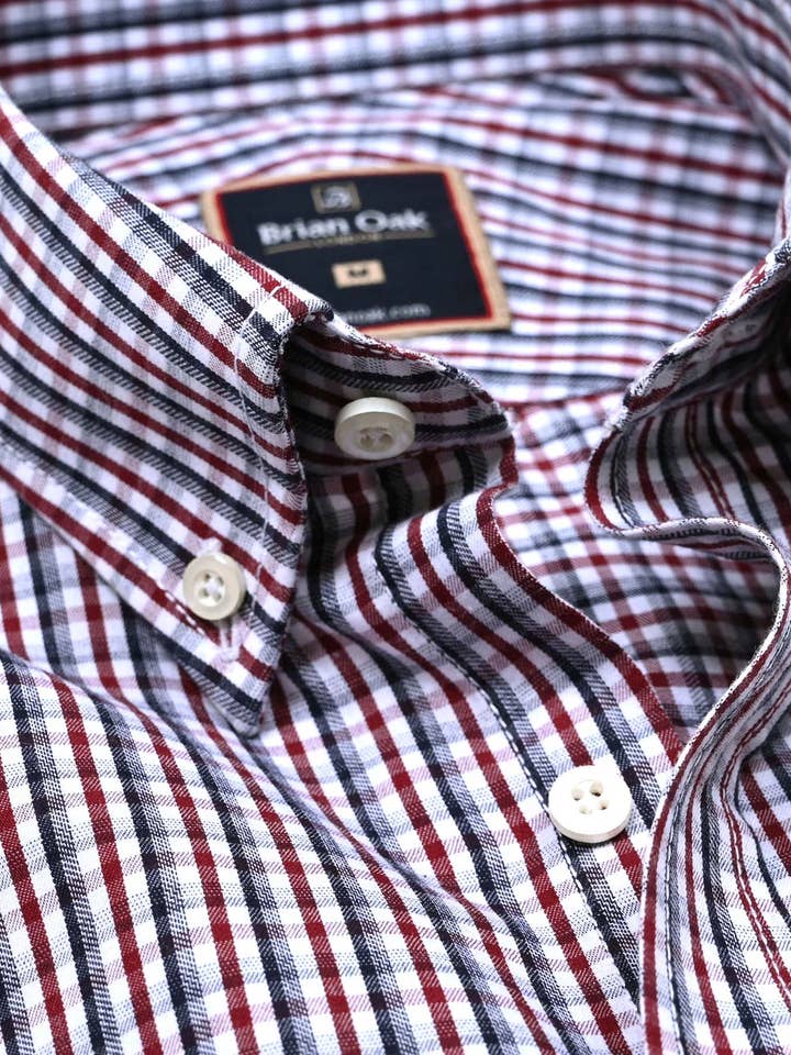 Casual ternet skjorte - Mørk bordeaux for engroshandel hos Brian Oak Limited