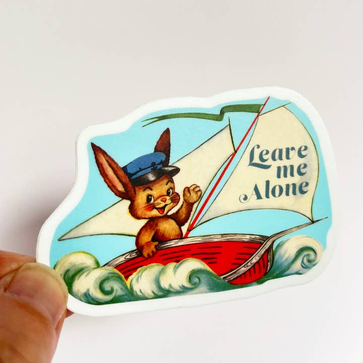 The Coin Laundry - Venta al por mayor Pegatina - Pegatina «Déjame en paz», divertidas pegatinas de conejo en barco4
