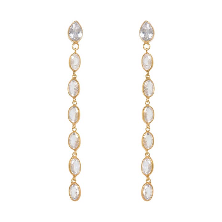 Gotas largas con marco de cristal ovalado para venta al por mayor de Freya Rose