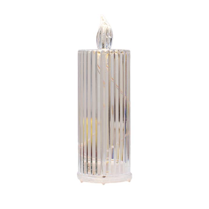 Striped LED candle decoration D5.3 H15.5cm (battery operated) for wholesale by Opjet Paris