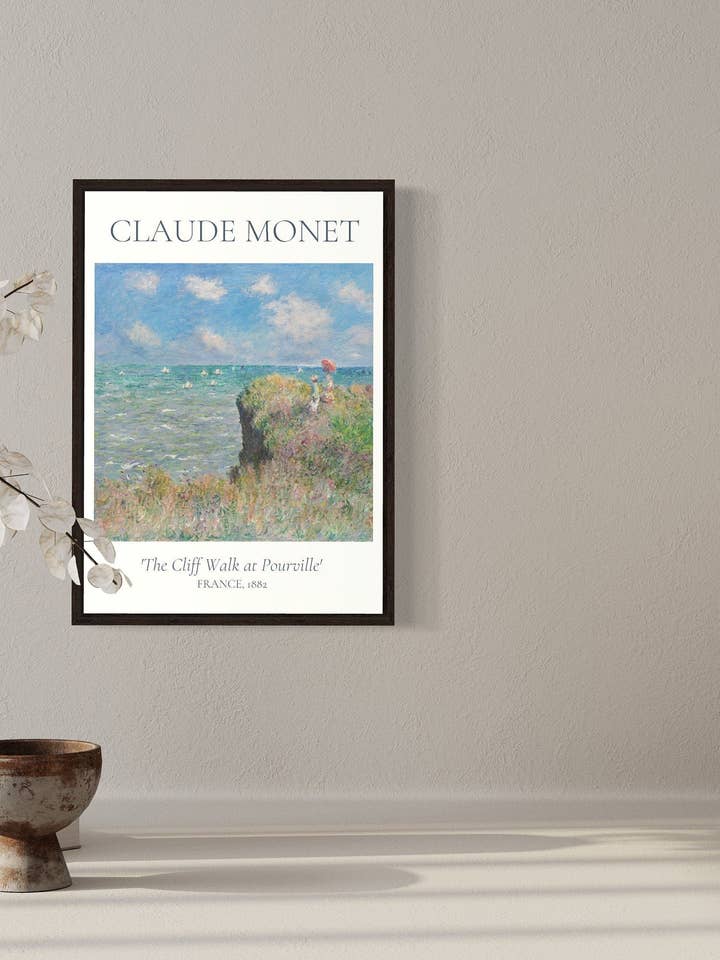 CLAUDE MONET - 'The Cliff Walk på Pourville, 1882' A4, A3, A2 vægkunst. Vintage væg kunsttryk. Mors Dag gave for engroshandel hos Gabrielle Dalsan